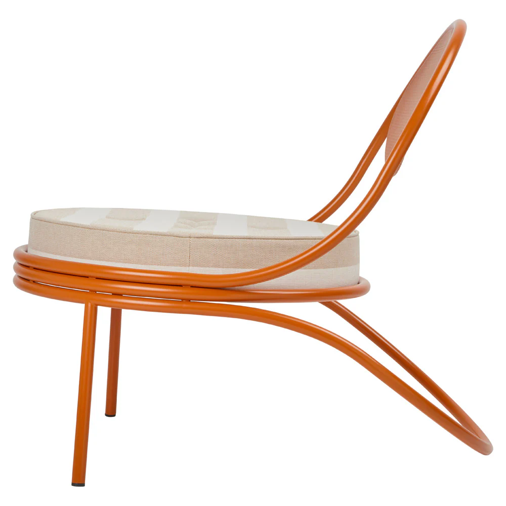 Copacabana Outdoor Lounge Chair - Leslie Stripe 040, International Orange Base - Image 3