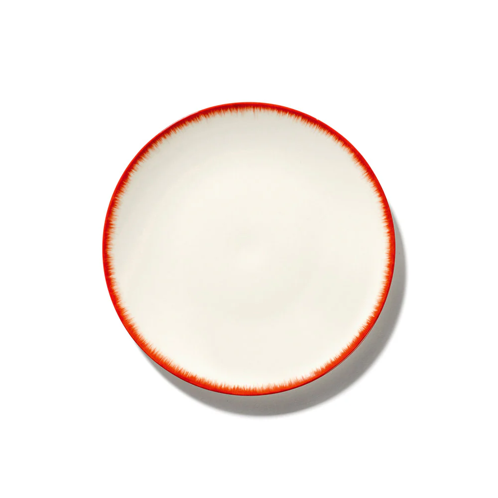 De Set of 4 Plates Variation 2 - Off White & Red, 6.89"W