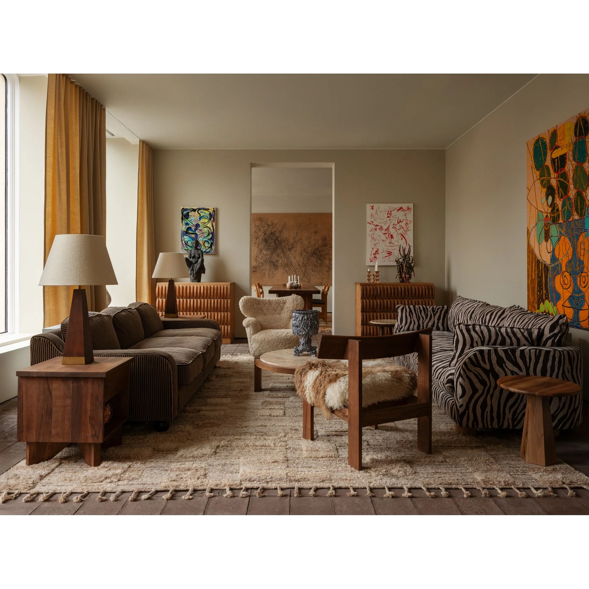 Dean Coffee Table - Travertine, Walnut - Image 5