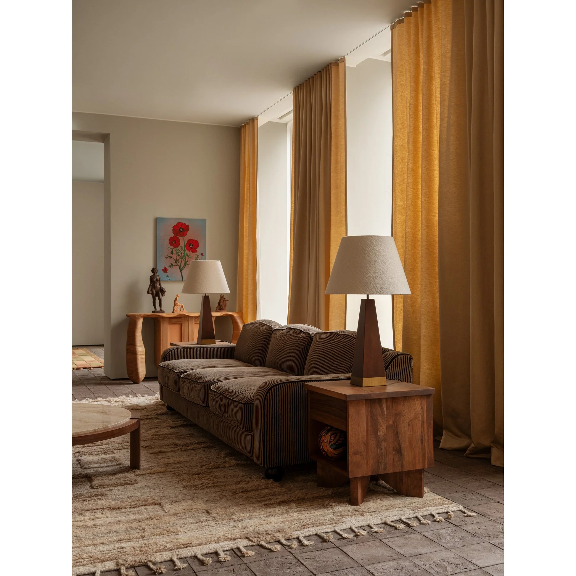 Dean Coffee Table - Travertine, Walnut - Image 6
