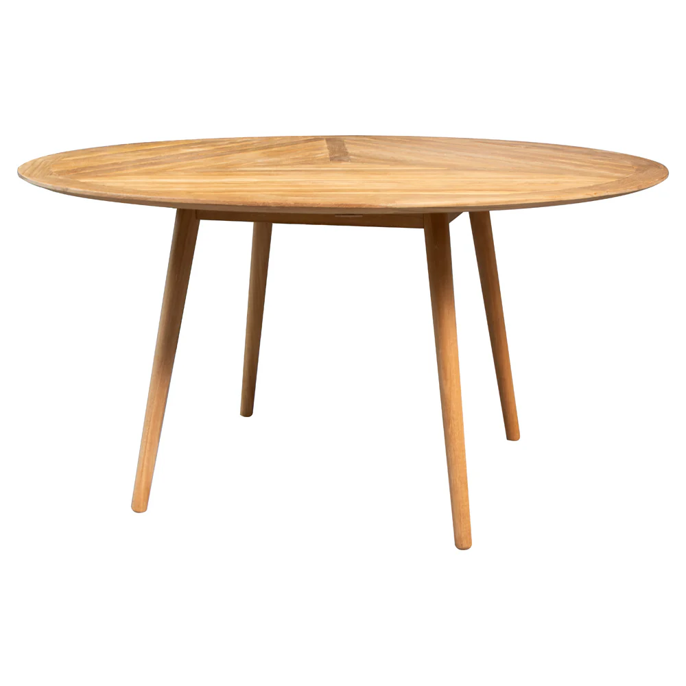 Define Round Dining Table - Teak Geometric Top, Teak Base - Image 2