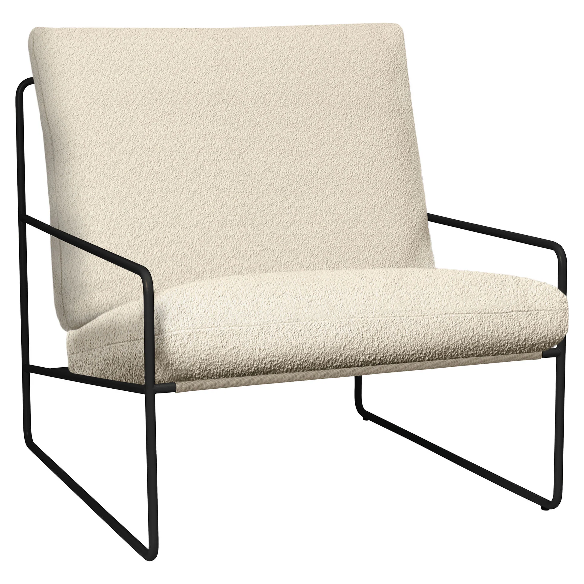 Desert 1-Seater Outdoor Sofa - Off White, Black Frame - Image 2