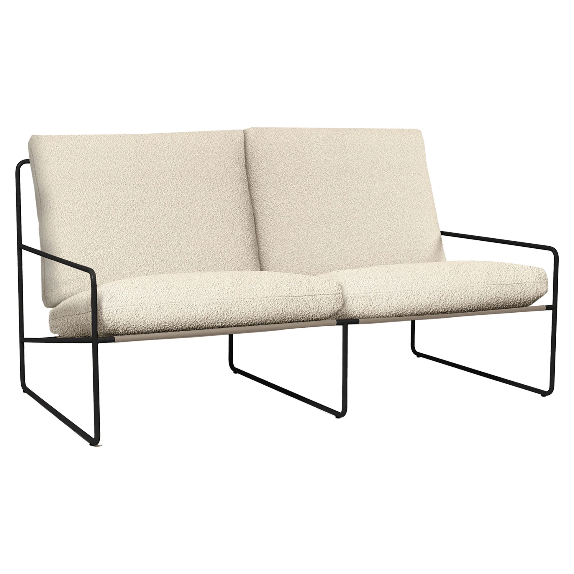 Desert 2-Seater Outdoor Sofa - Off White, Black Frame - Image 2