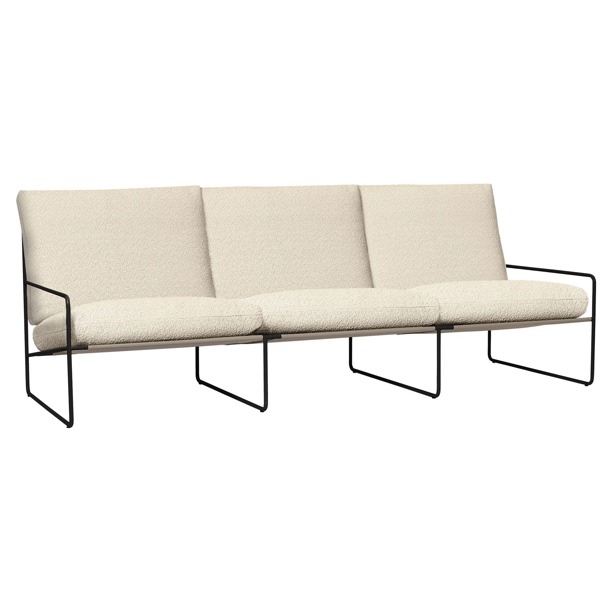 Desert 3-Seater Outdoor Sofa - Off White, Black Frame - Image 2