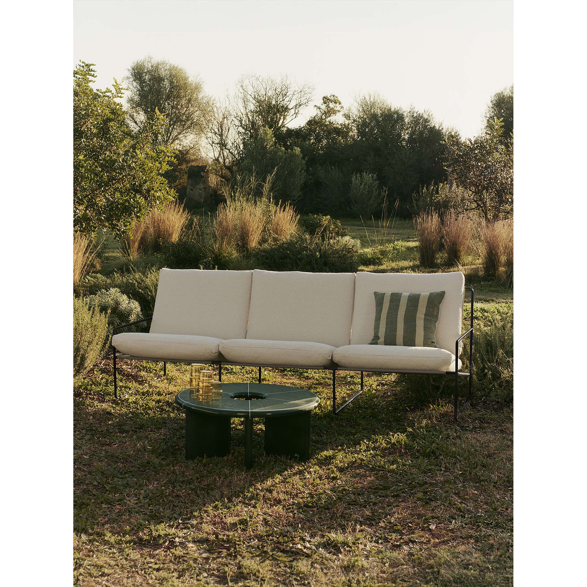 Desert 3-Seater Outdoor Sofa - Off White, Black Frame - Image 3
