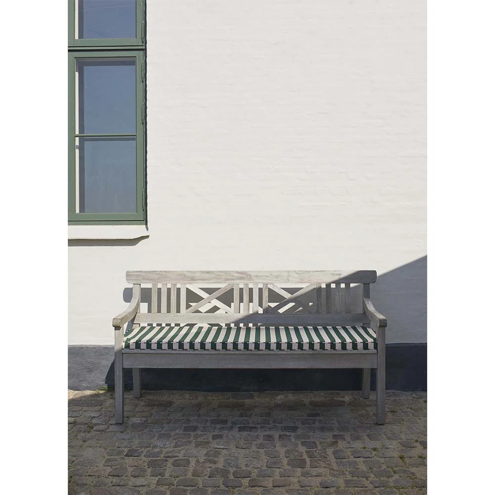 Drachmann Outdoor Bench Cushion - Light Apricot/Dark Green Stripe - Image 3