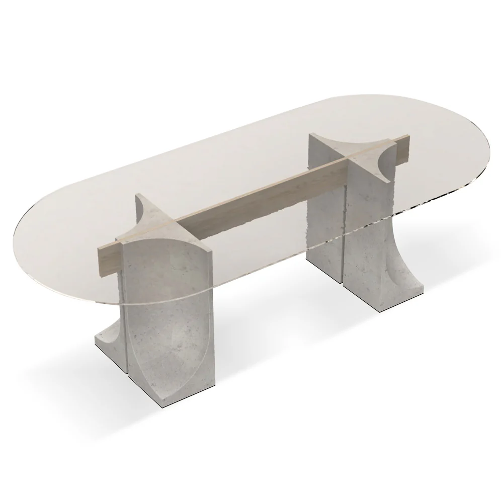 Edge Dining Table - Cast Glass Top - Image 2