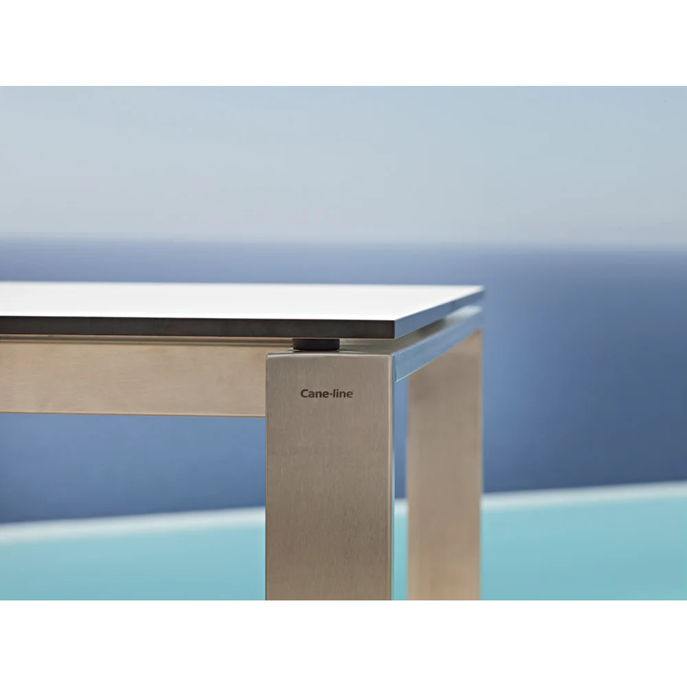 Edge Dining Table With Extensions - Concrete Gray Ceramic Top, Steel Base - Image 3