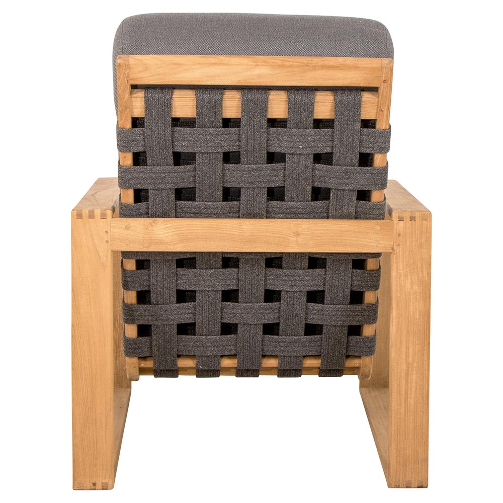 Endless Soft Highback Chair - Gray Cushions, Dark Gray Rope, Teak Frame - Image 3