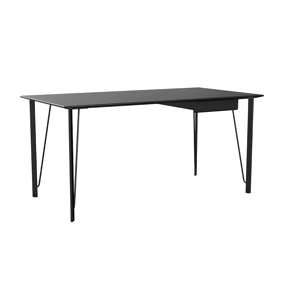 FH3605 Desk With Drawer - Black Ash Tabletop, Black Base - Image 2