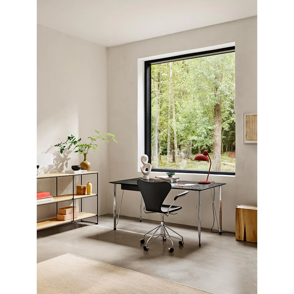 FH3605 Desk With Drawer - Black Ash Tabletop, Chrome Base - Image 3