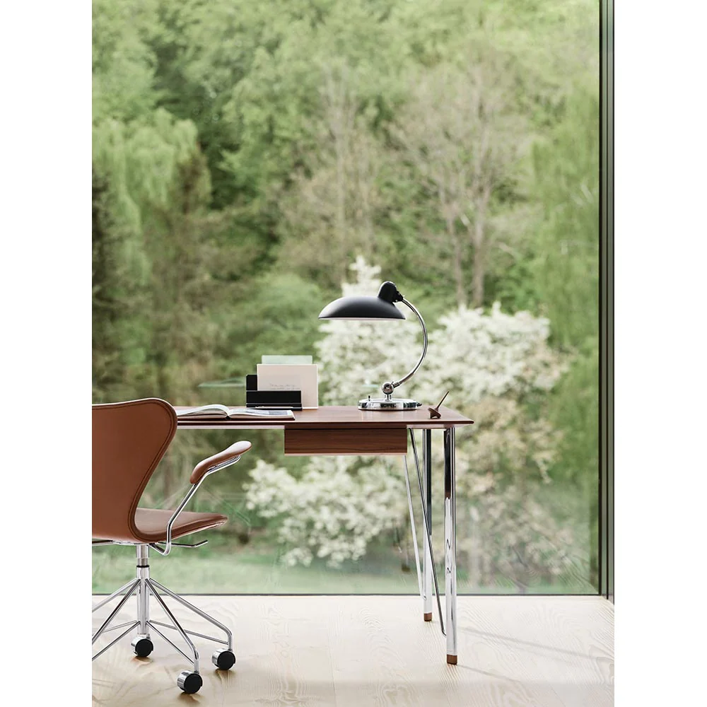 FH3605 Desk With Drawer - Walnut Tabletop, Chrome Base - Image 3
