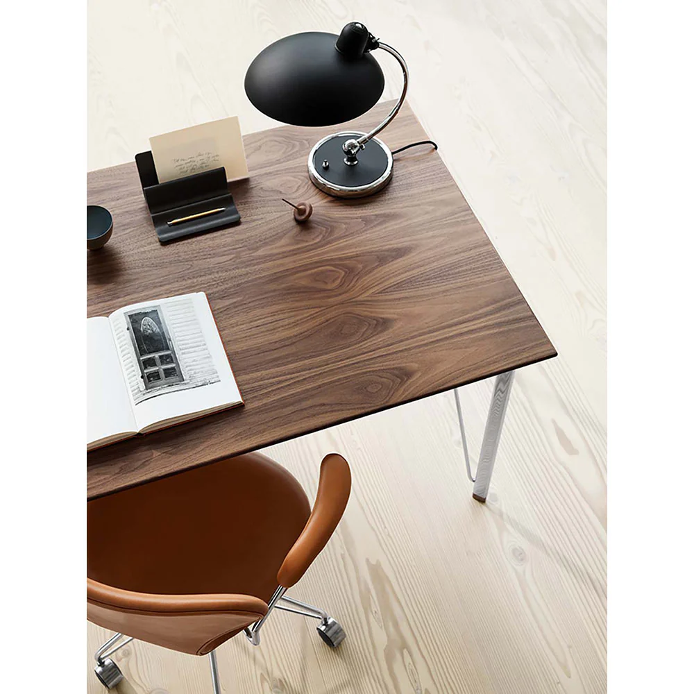 FH3605 Desk With Drawer - Walnut Tabletop, Chrome Base - Image 4