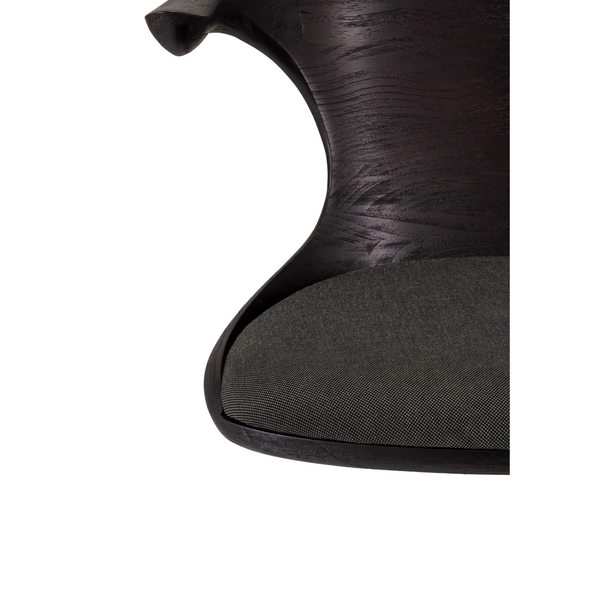Flow Office Chair - Dark Gray Fabric, Dark Brown Teak, Black Base With Wheels - Image 7