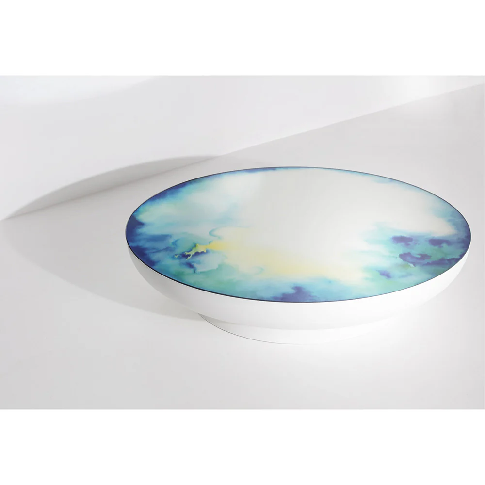 Francis Extra Large Round Mirror Coffee Table - White - Image 2