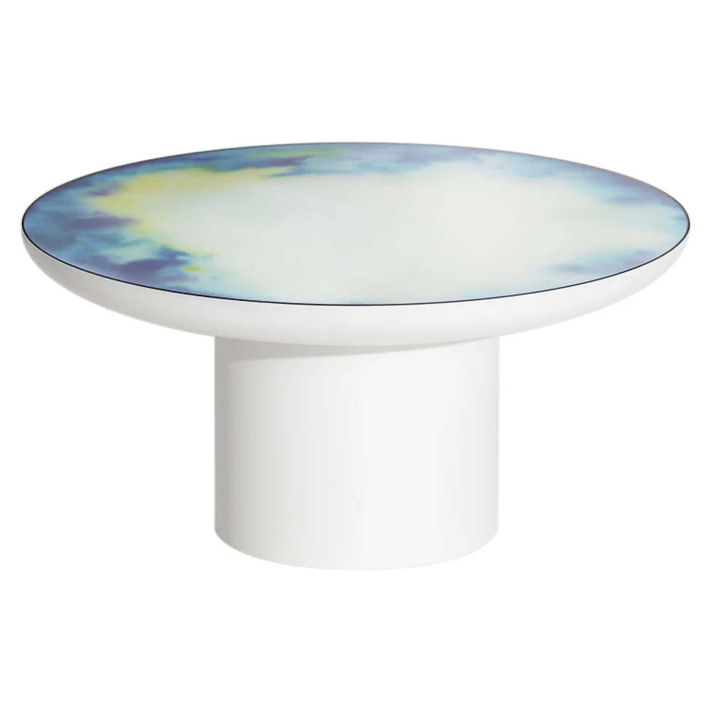 Francis Large Round Mirror Coffee Table - White