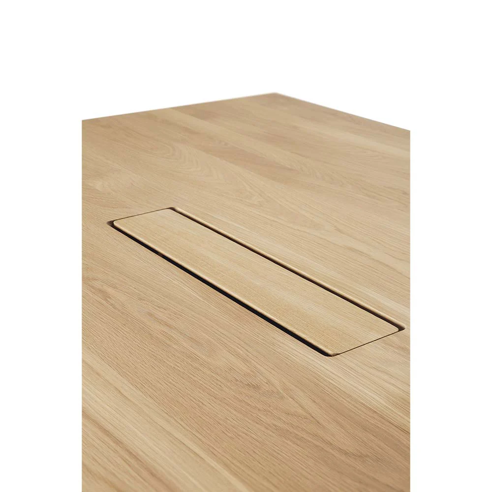 Geometric Meeting Table - Oak, With Wire Management Boxes - Image 4