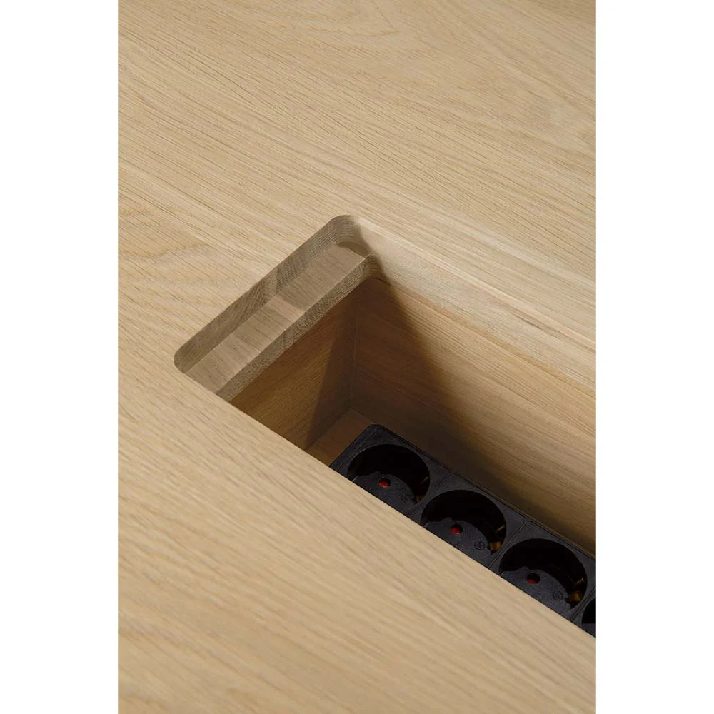 Geometric Meeting Table - Oak, With Wire Management Boxes - Image 6