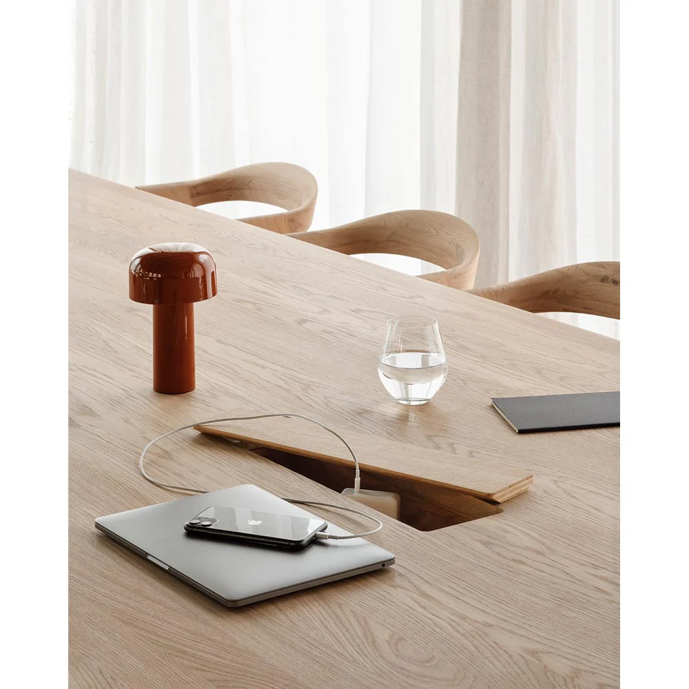 Geometric Meeting Table - Oak, With Wire Management Boxes - Image 7