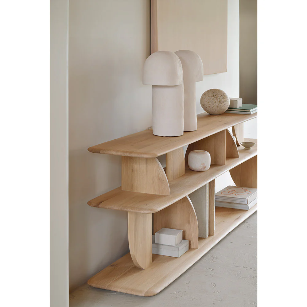 Geometric Rack Console Table Bookcase - Oak - Image 4