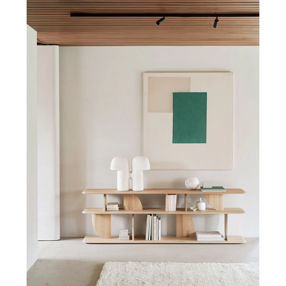 Geometric Rack Console Table Bookcase - Oak - Image 3