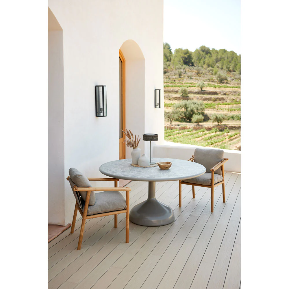 Glaze Dining Table - Fossil Black Ceramic Top, Taupe Aluminum Base - Image 2
