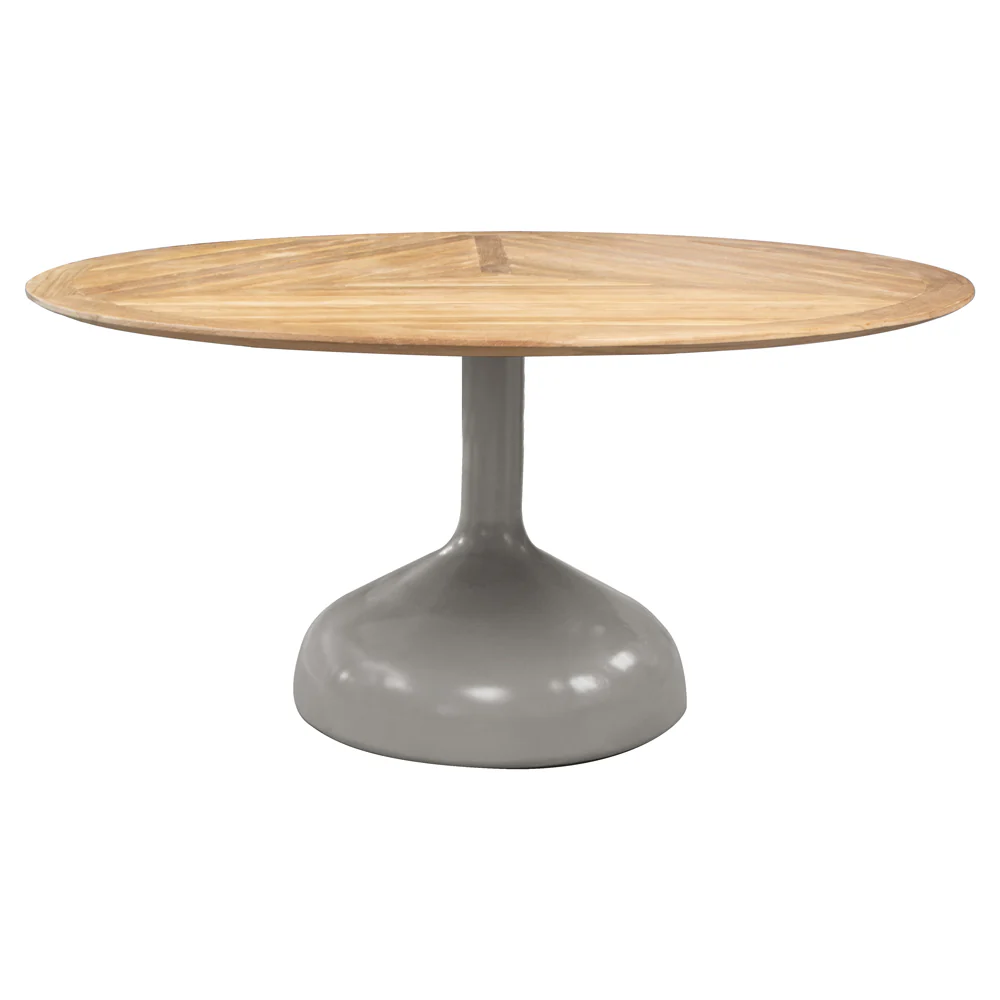 Glaze Dining Table - Geometric Teak Top, Taupe Aluminum Base