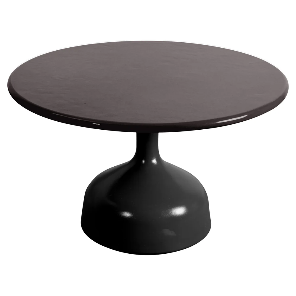 Glaze Large Coffee Table - Black Lava Stone Top, Lava Gray Aluminum Base