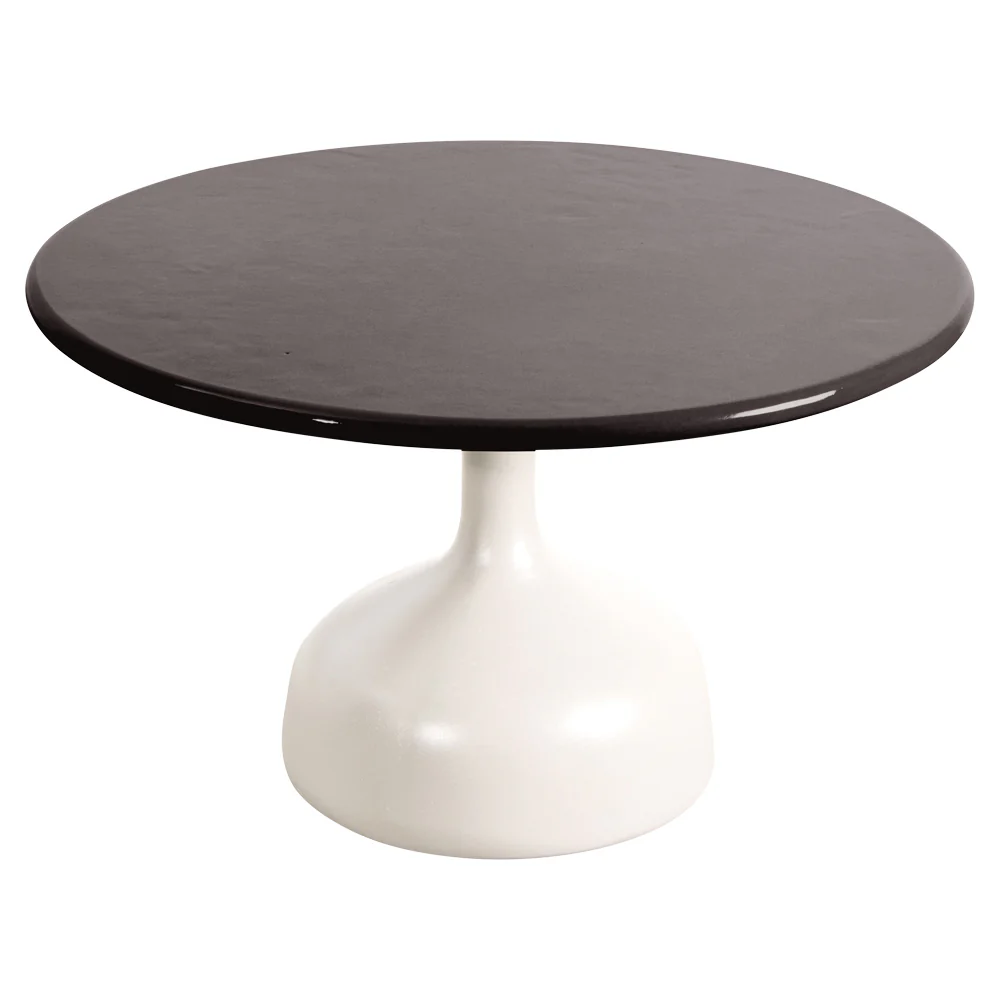 Glaze Large Coffee Table - Black Lava Stone Top, Sand Aluminum Base