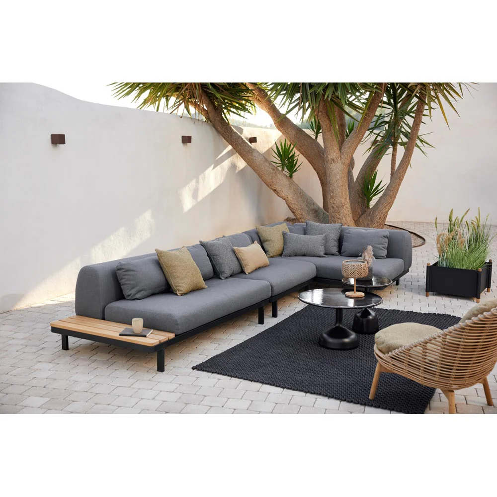 Glaze Large Coffee Table - Black Lava Stone Top, Sand Aluminum Base - Image 7