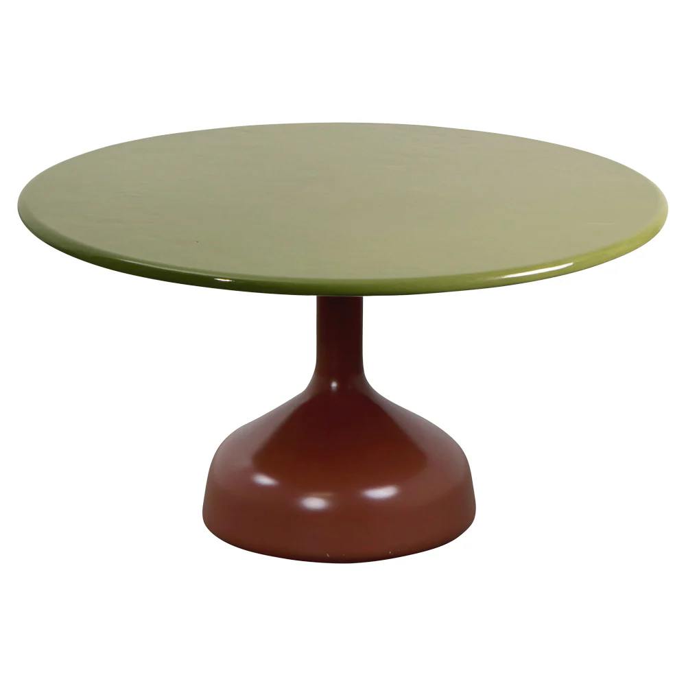 Glaze Large Coffee Table - Green Lava Stone Top, Desert Red Aluminum Base