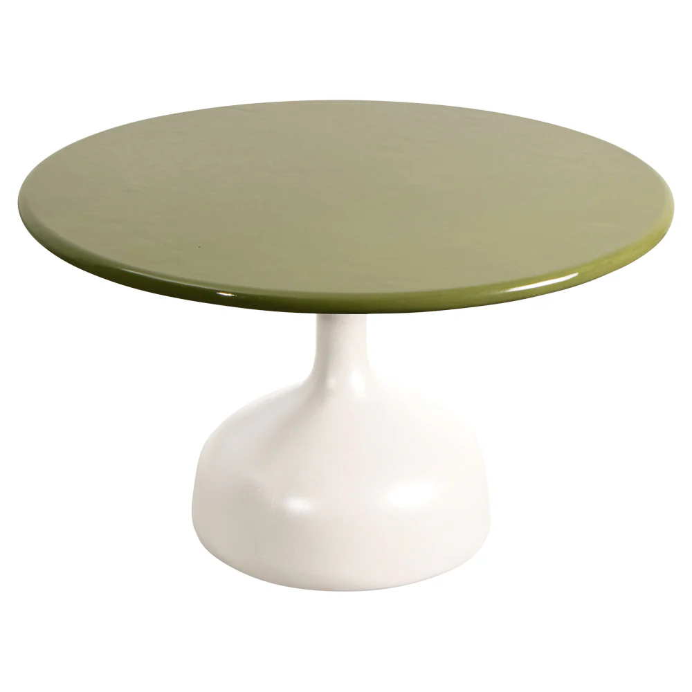 Glaze Large Coffee Table - Green Lava Stone Top, Sand Aluminum Base