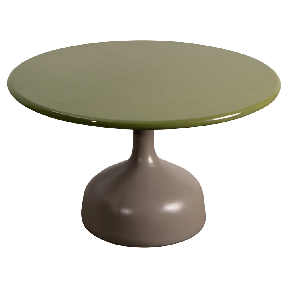 Glaze Large Coffee Table - Green Lava Stone Top, Taupe Aluminum Base
