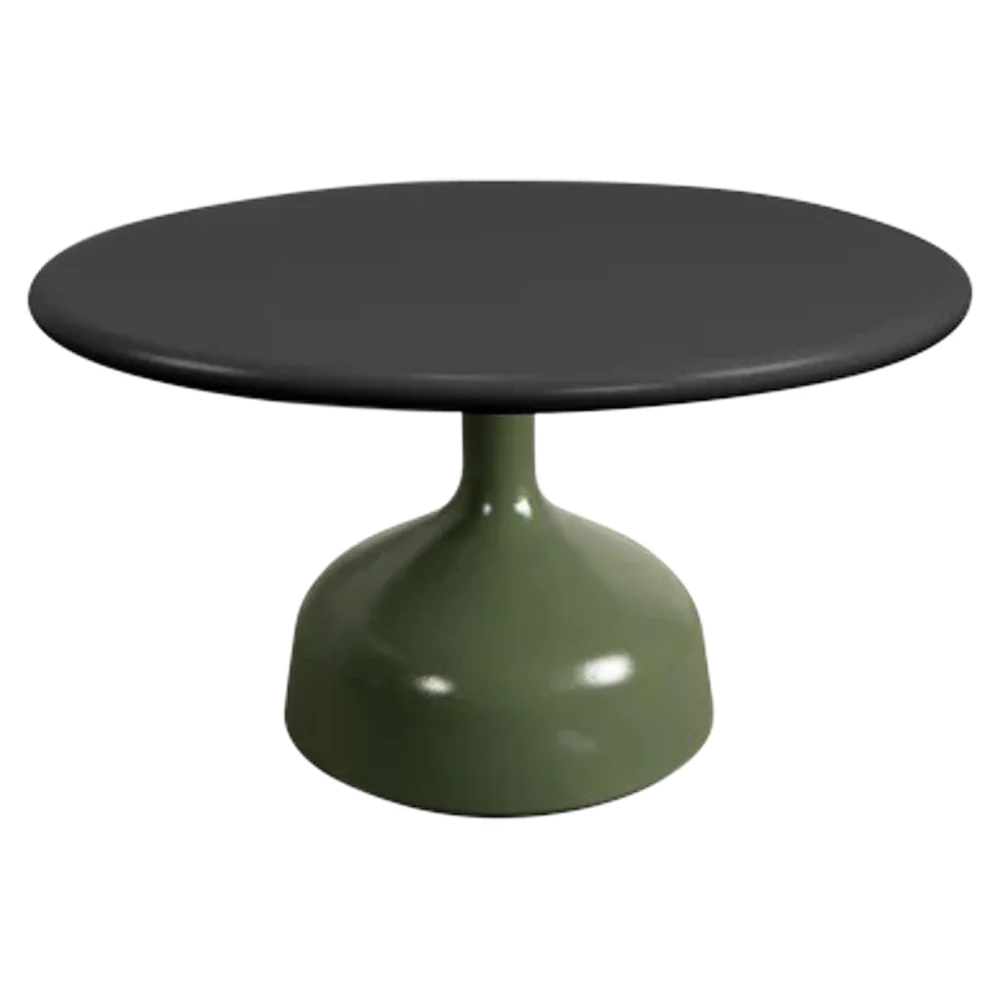 Glaze Large Coffee Table - Lava Gray Aluminum Top, Olive Green Aluminum Base