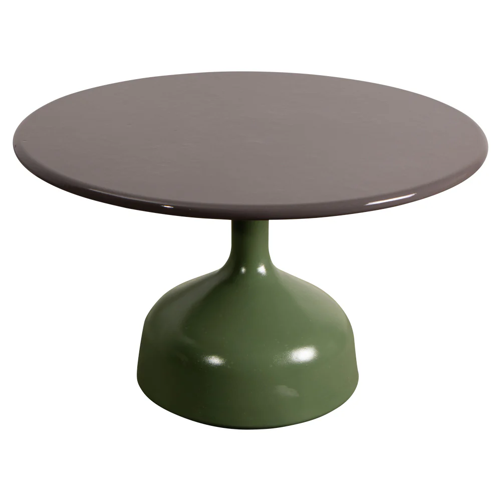 Glaze Large Coffee Table - Taupe Lava Stone Top, Olive Green Aluminum Base