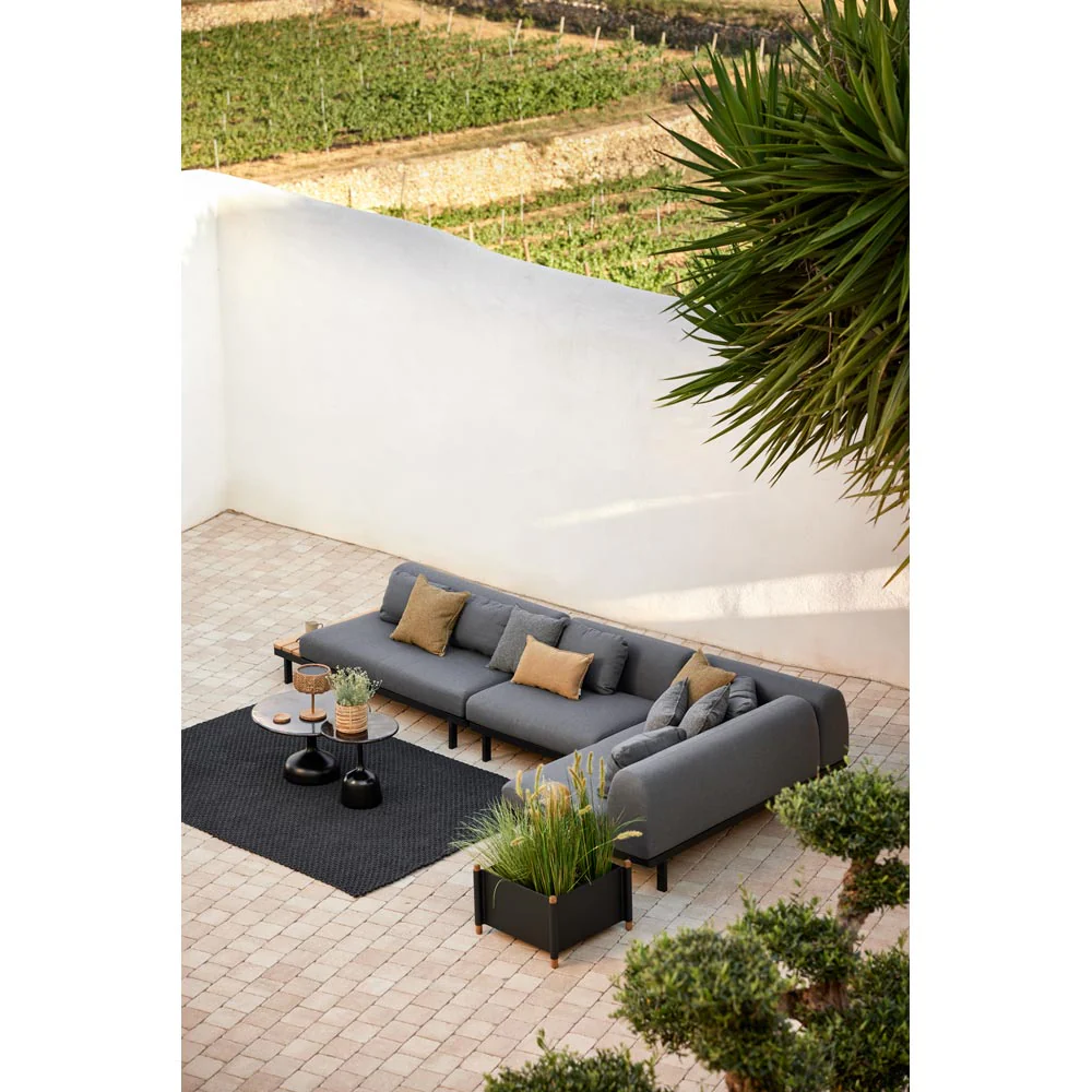 Glaze Large Coffee Table - Taupe Lava Stone Top, Olive Green Aluminum Base - Image 7