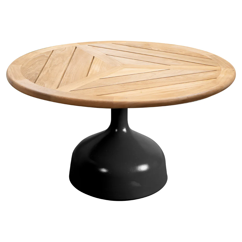 Glaze Large Coffee Table - Teak Geometric Top, Lava Gray Aluminum Base