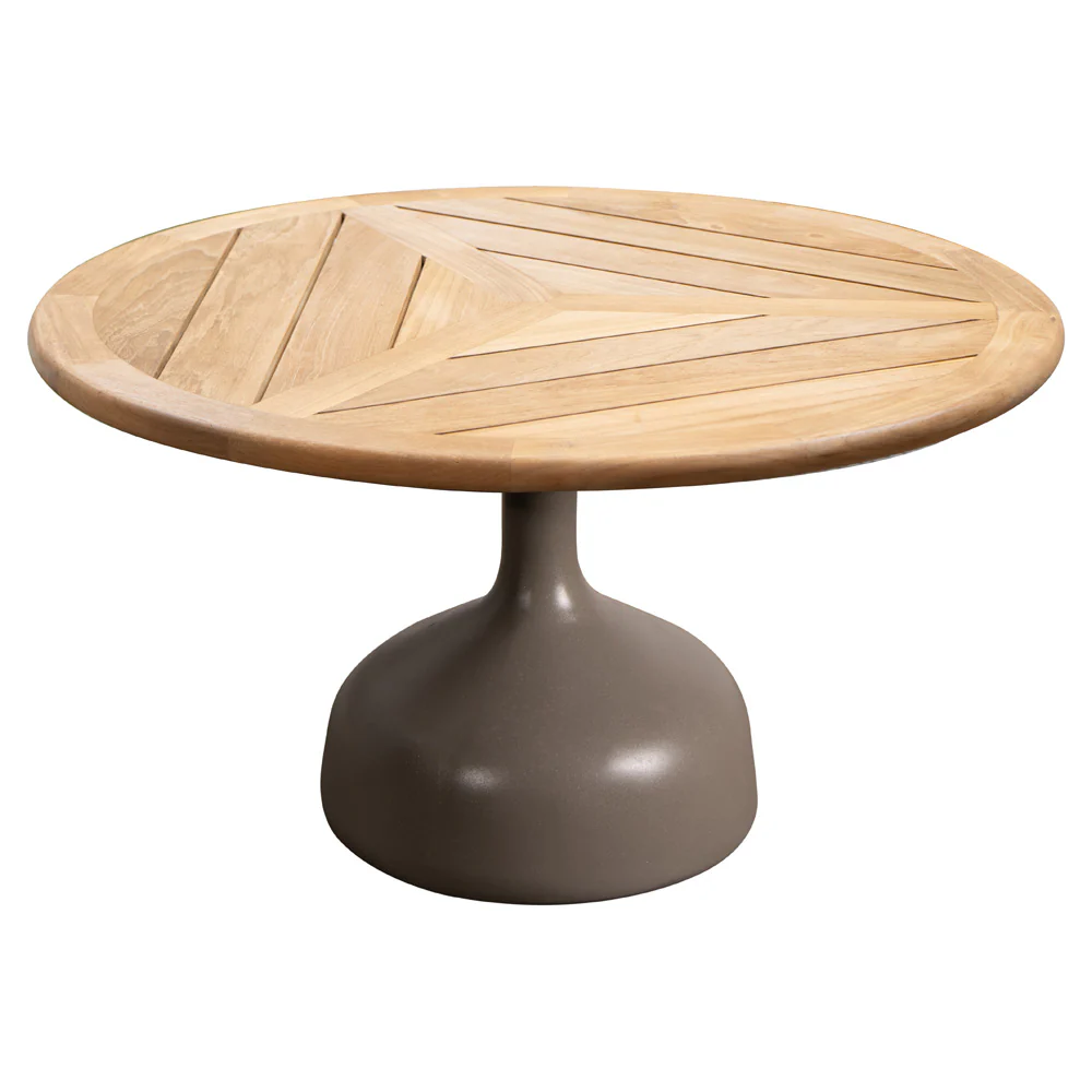 Glaze Large Coffee Table - Teak Geometric Top, Taupe Aluminum Base - Image 2