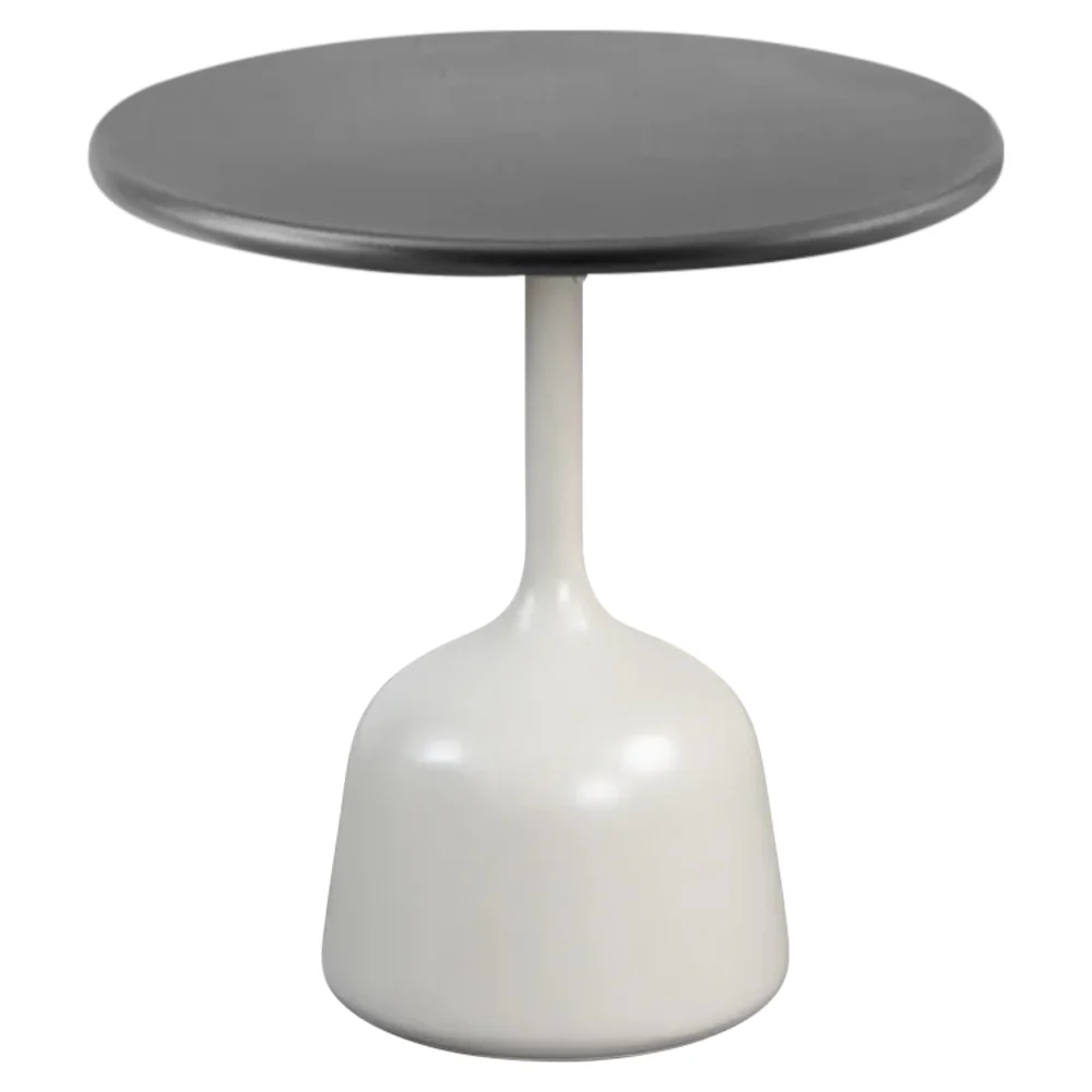 Glaze Small Coffee Table - Black Lava Stone Top, Sand Aluminum Base