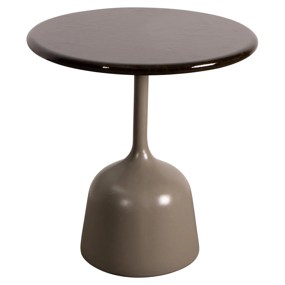 Glaze Small Coffee Table - Black Lava Stone Top, Taupe Aluminum Base