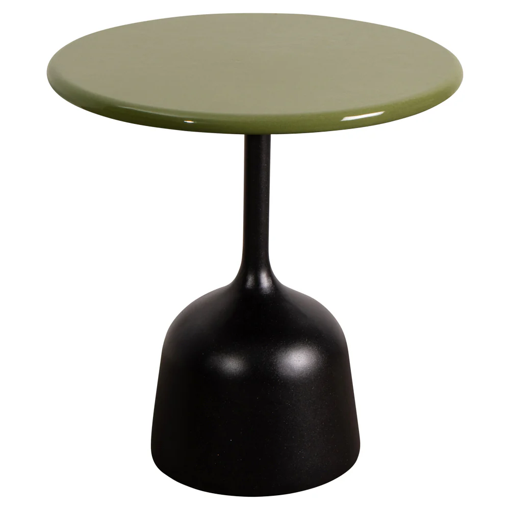 Glaze Small Coffee Table - Green Lava Stone Top, Lava Gray Aluminum Base