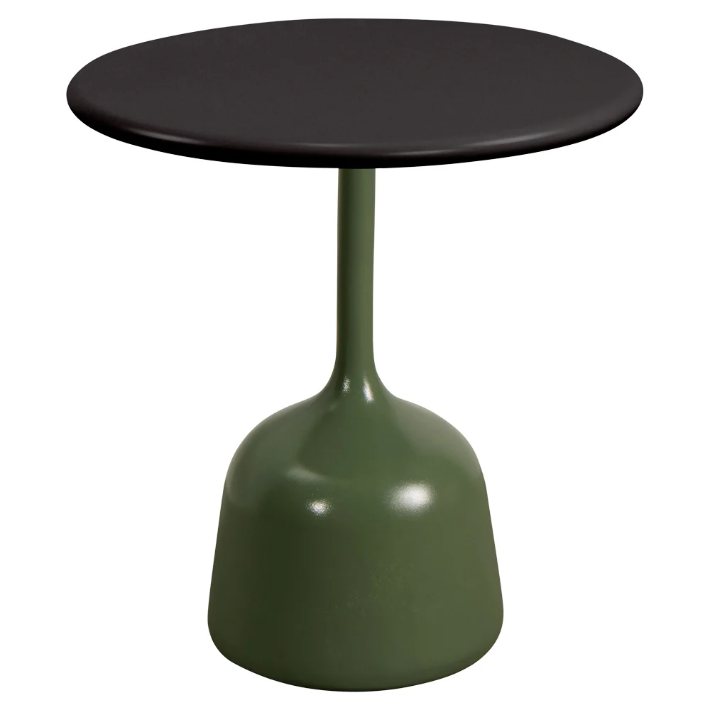 Glaze Small Coffee Table - Lava Gray Aluminum Top, Olive Green Aluminum Base
