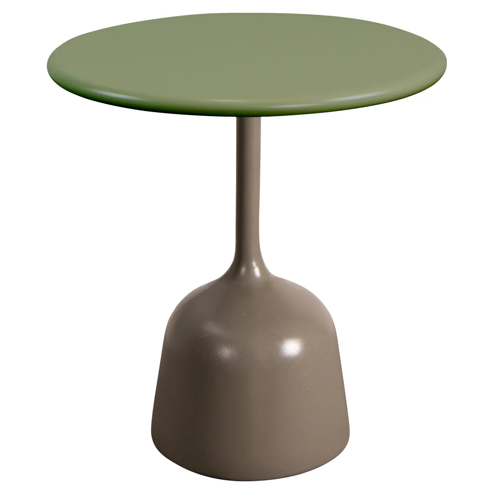 Glaze Small Coffee Table - Olive Green Aluminum Top, Taupe Aluminum Base