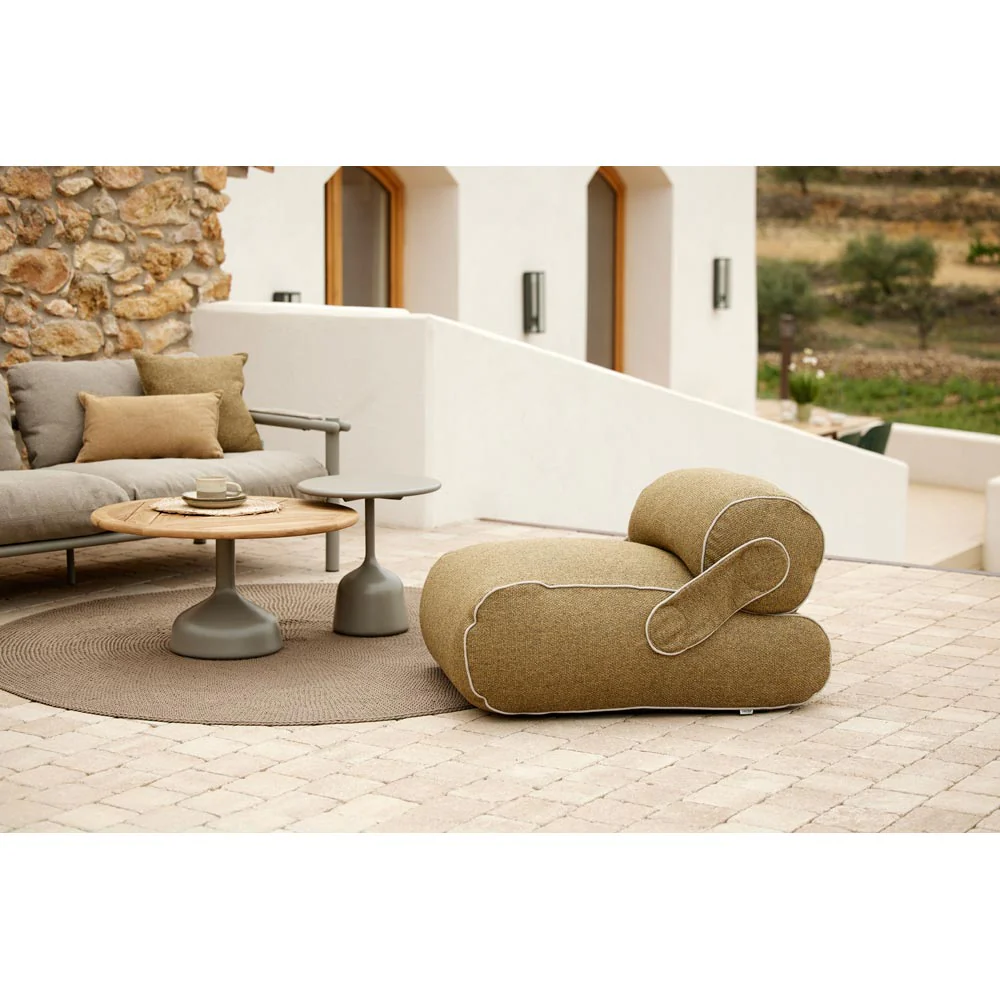 Glaze Small Coffee Table - Sand Lava Stone Top, Lava Gray Aluminum Base - Image 6