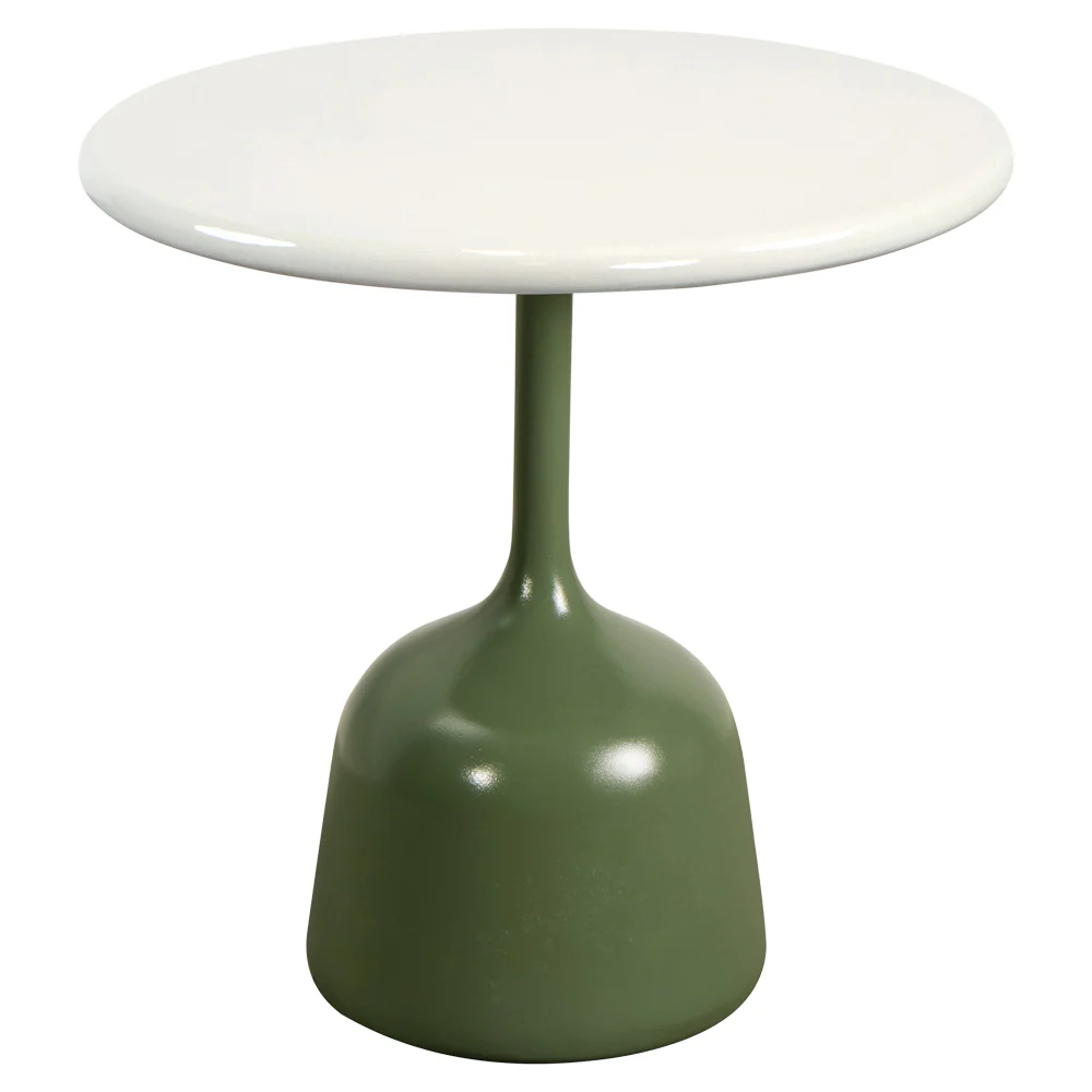 Glaze Small Coffee Table - Sand Lava Stone Top, Olive Green Aluminum Base