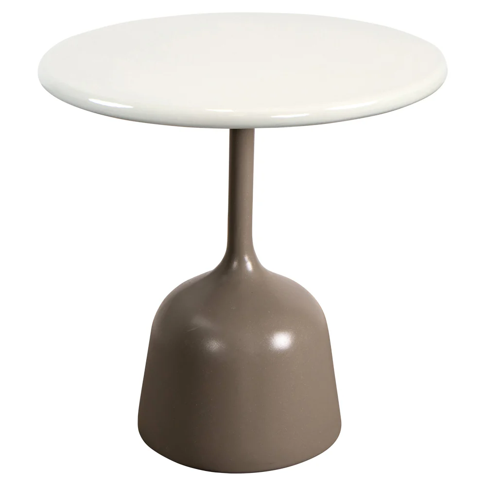 Glaze Small Coffee Table - Sand Lava Stone Top, Taupe Aluminum Base