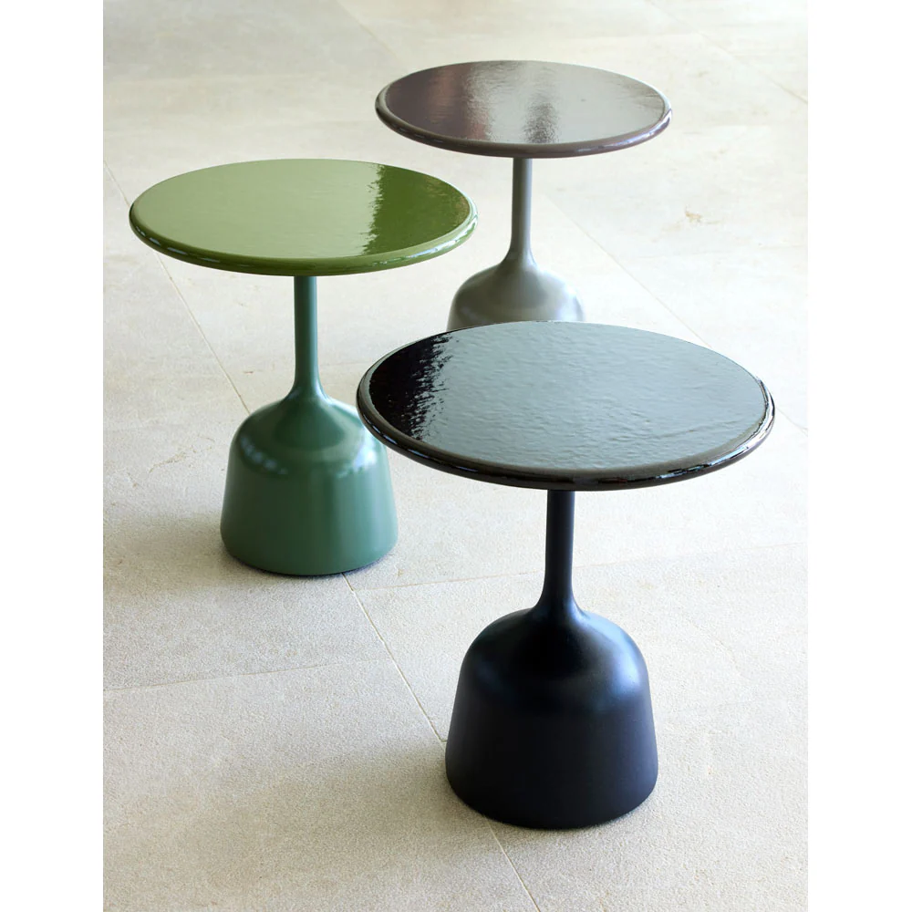 Glaze Small Coffee Table - Taupe Aluminum Top, Olive Green Aluminum Base - Image 2