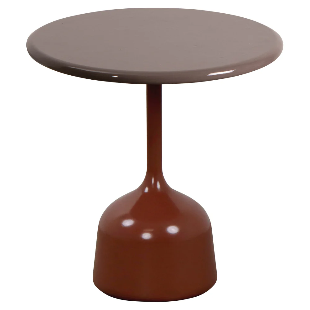Glaze Small Coffee Table - Taupe Lava Stone Top, Desert Red Aluminum Base