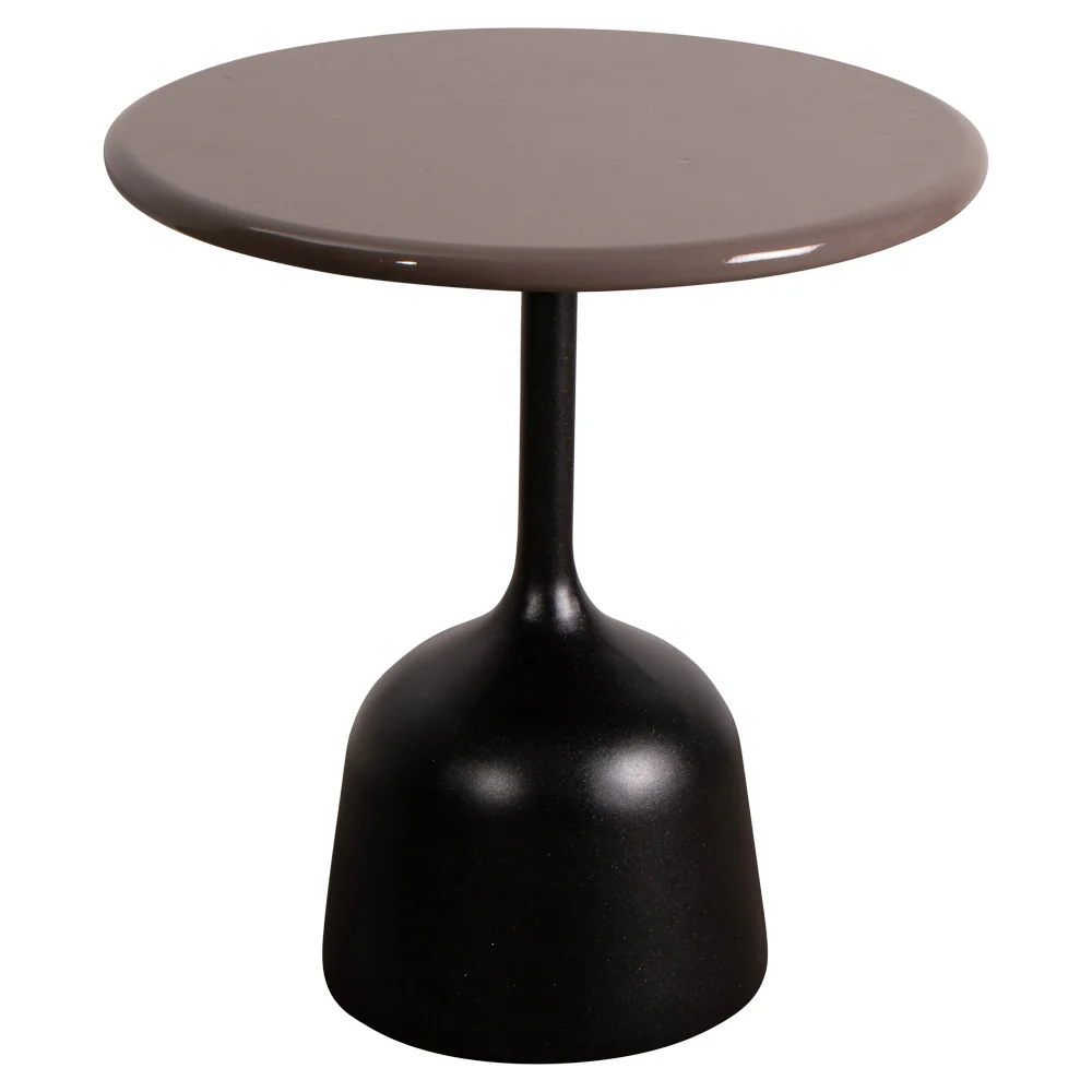 Glaze Small Coffee Table - Taupe Lava Stone Top, Lava Gray Aluminum Base