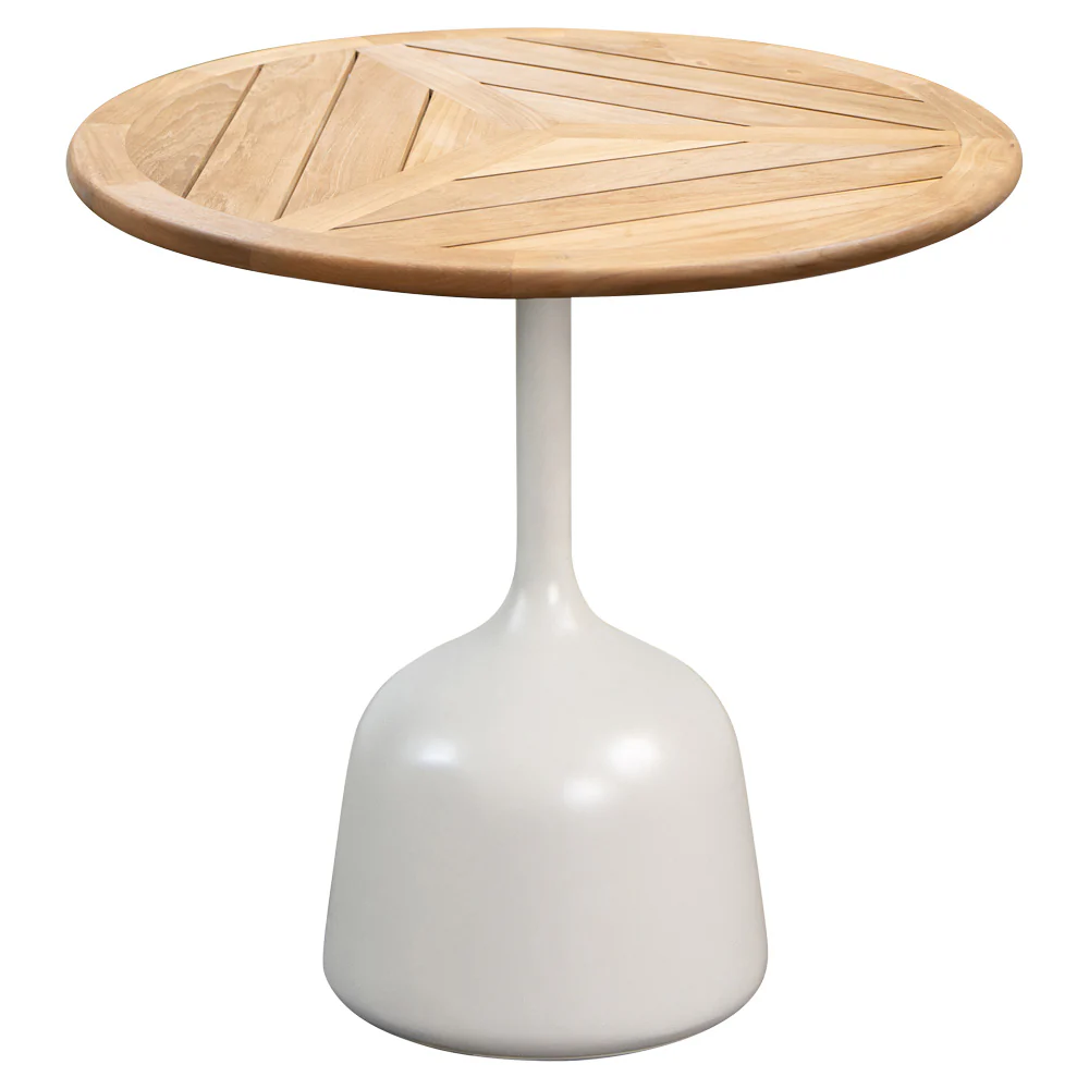 Glaze Small Coffee Table - Teak Geometric Top, Sand Aluminum Base